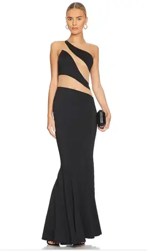 Norma Kamali Snake One-Shoulder Mesh-Paneled Stretch-Jersey Gown Black Size 4
