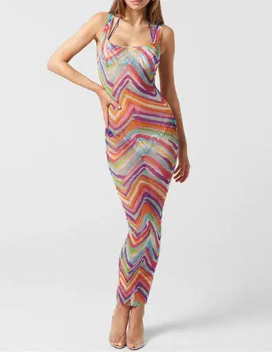Missoni Cut Out Printed Mesh Maxi Dress Multi Size 12