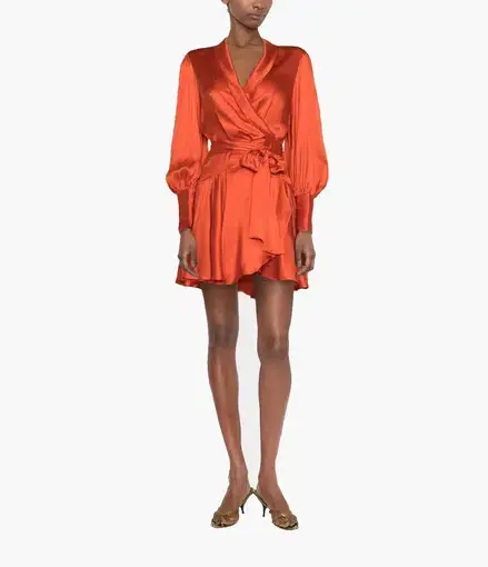 Zimmermann Silk-Satin Mini Wrap Dress Red Size 1 / AU 10