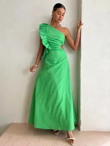 By Nicola Adrift Midi Dress in Parakeet Green Size 8