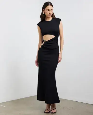Christopher Esber Elongated Distort Quartz Split Dress Black Size AU 8