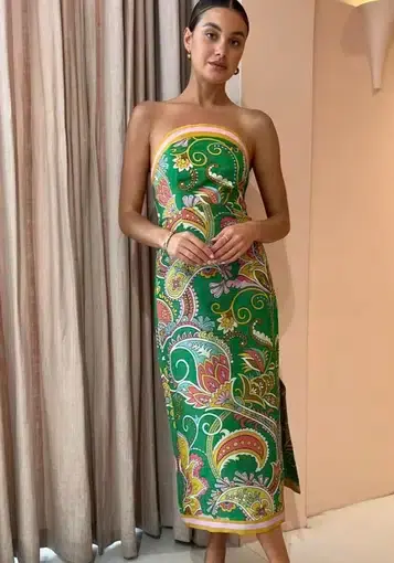 Alemais Marion Bodice Midi Dress Green Size AU 10