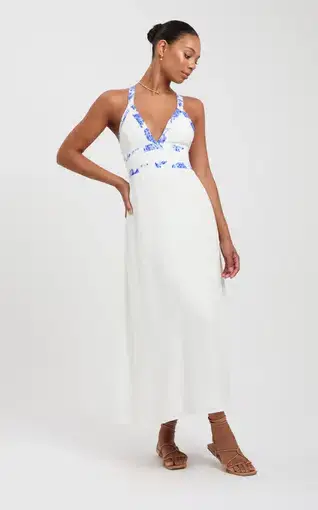 Kookai Hayman Contrast Midi Dress White Size 8