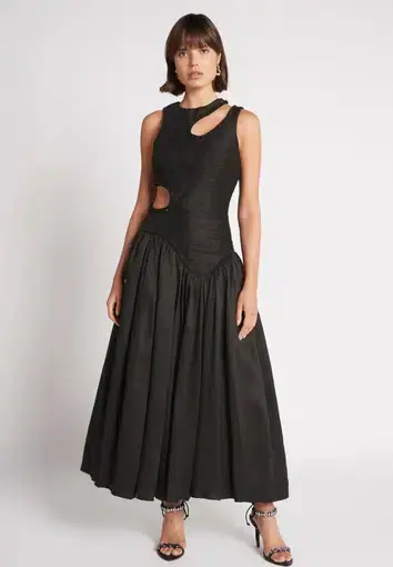 Aje Jolie Abstract Cut Out Midi Dress Black Size 12 / L