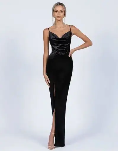 Bariano Maya Cowl Maxi Dress Black Size M