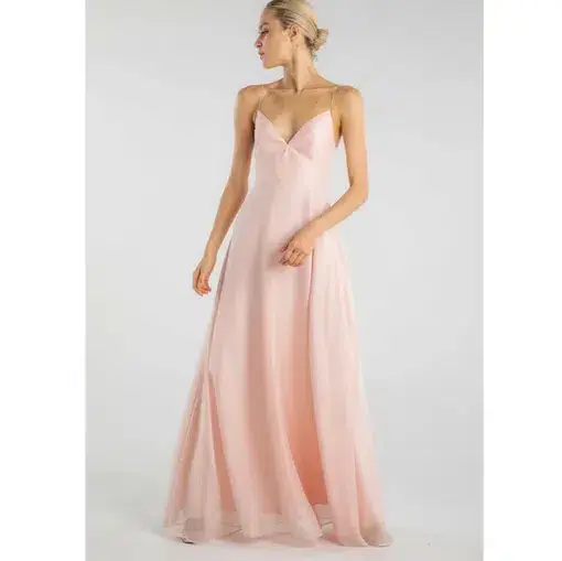 Sau Lee Evelyn Sparkle Chiffon Gown Pink Size 8
