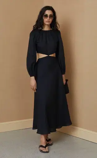 Bec & Bridge Madeleine Black Cut-Out Midi Dress Black Size 8 