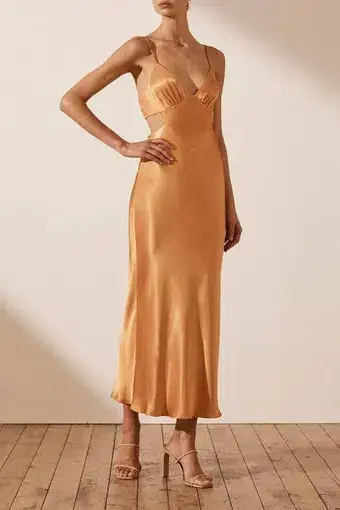 Shona Joy Gala Backless Midi Dress Orange Size AU 8