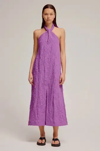 Venroy Crushed Halter Dress Purple Size AU 10