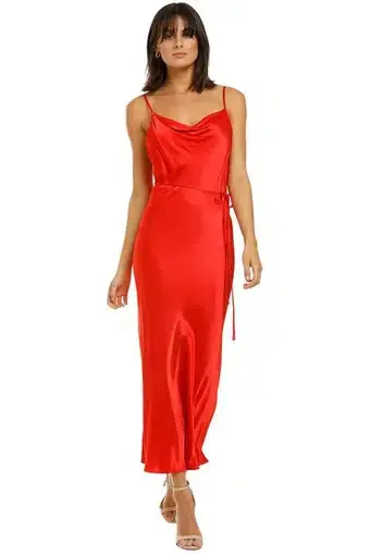 Shona Joy La Lune Bias Cowl Midi Dress Red Size 6
