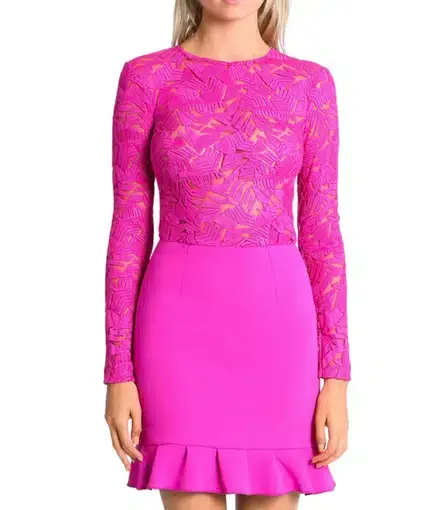 Yeojin Bae Long Sleeve Fuchsia Pink Dress Size 6