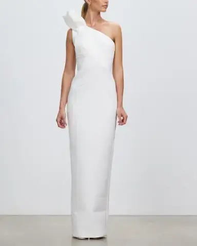Rachel Gilbert Miche One-Shoulder Maxi Gown White Size 2/AU 10