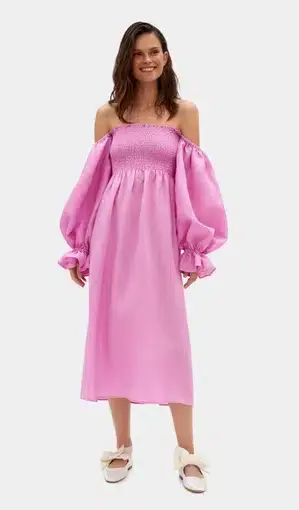 Sleeper Atlanta Linen Dress in Pink Size M/Au 10