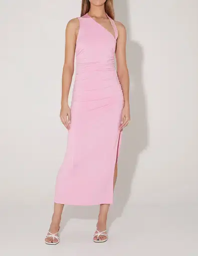 Hansen & Gretel Shimmy Fitted Midi Dress Prism Pink Size XS / Au 6