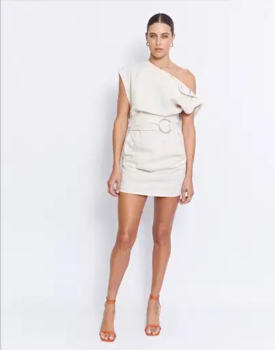 Pfeiffer Vito Linen Mini Dress Natural White Size L / AU 12