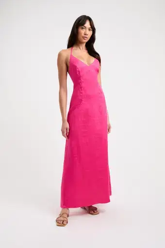 Kookai Tahiti Tied Maxi Dress Pink Size AU 6
