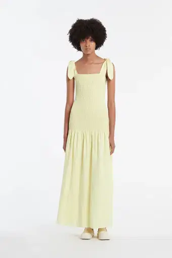 Sir the Label Francesca Shirred Maxi Dress Butter Yellow Size AU 6
