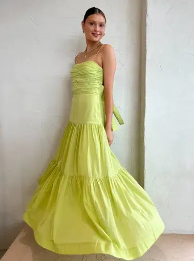 Bec & Bridge Solstice Drop Waist Maxi Dress in Lime Size 8 / S