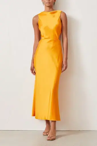 Bec & Bridge Seraphine Cut Out Midi Dress in Tangerine Orange Size 8