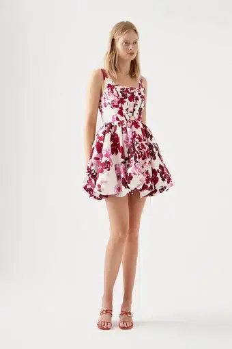 Aje Suzette Mini Dress Roses Of Provence Floral White Size AU 10