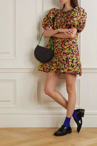 Ganni 3D Jacquard A Shaped Zip Mini Dress Floral Size 38 / Au 10