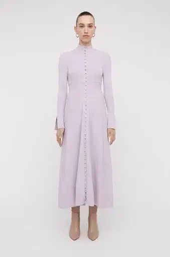 Scanlan Theodore Crepe Knit Button Polo Dress in Pale Mauve Size XS / Au 6