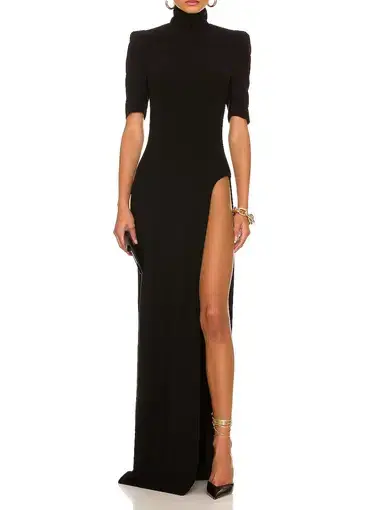 Monot High Slit T Neck Gown Black Size 6