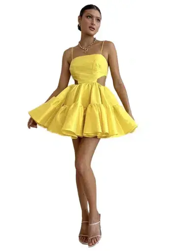 Helen O’Connor Solar flare Mini Dress in Lemon Size 8