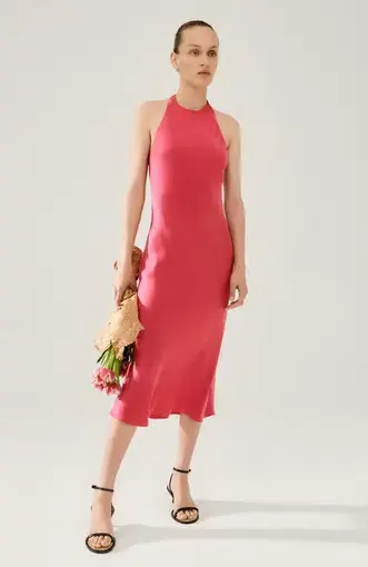 Silk Laundry Halter Dress Pink Size 8