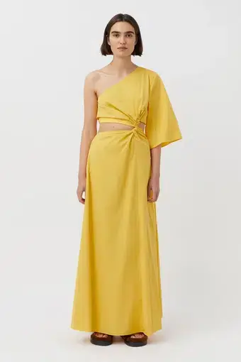 Camilla & Marc Wally One Shoulder Cut Out Maxi Dress in Honey Yellow Size 10