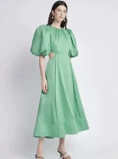 Aje Relic Beaded Mini Dress Green Size 10

