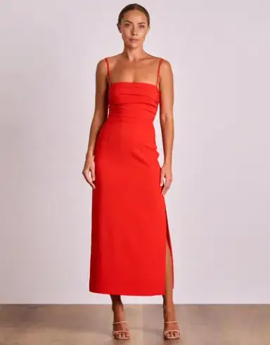 Pasduchas Emerson Column Midi Dress Red Size 8