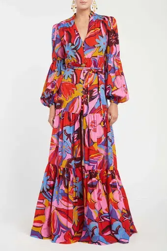 Rebecca Vallance Positano Kaftan Dress Multi Size 10