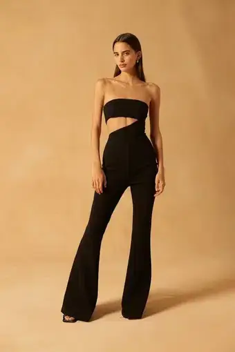 Misha Collection Stella Bonded Crepe Jumpsuit Black Size 8