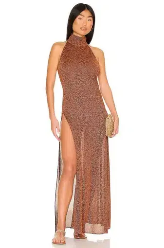Oseree Lumiere Turtleneck Dress Brown Size M / Au 10