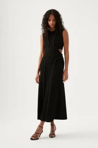 Aje Arp Cut Out Knit Midi Dress Black Size Small / AU 8