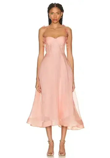 Zimmermann The Wonderland Midi Corset Dress in Dusty Pink Size 0P/Au 6 