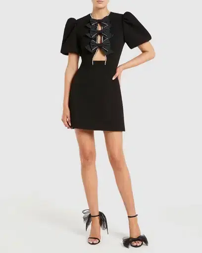 Rebecca Vallance Katie Bow Mini Dress Black Size 12