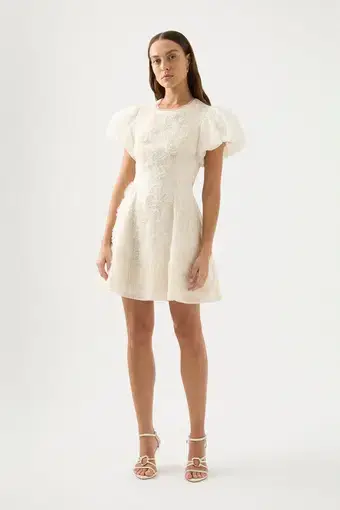 Aje Vera Beaded Flower Mini Dress White Size 6