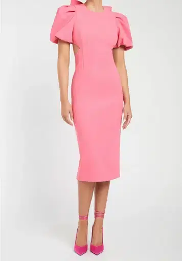 Rebecca Vallance Ally Cut Out Midi Dress Pink Size 6