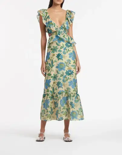Sir the Label Celia Frill Midi Dress in Marguerite Floral Print
Size 2 / Au 10