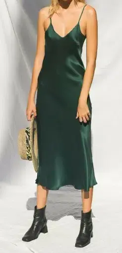Silk Laundry 90s Slip Dress Emerald Green Size AU 10