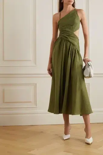 Zimmerman Laurel Asymmetric Midi Dress Green Size 0P / AU 6