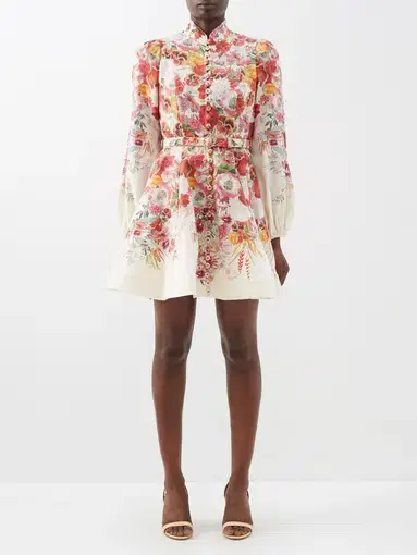Zimmermann Wonderland Buttoned Mini Dress in Elka Poppy Ivory Border
Size 1 Au 8-10