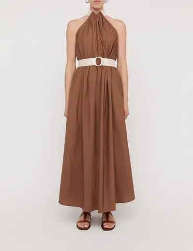 Scanlan Theodore Cotton Strapping Halter Dress in Coconut Brown
Size 6