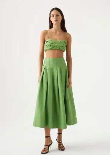 Aje Paradiso Skirt And Thea Draped Twist Crop Top Set Fern Green Size 6