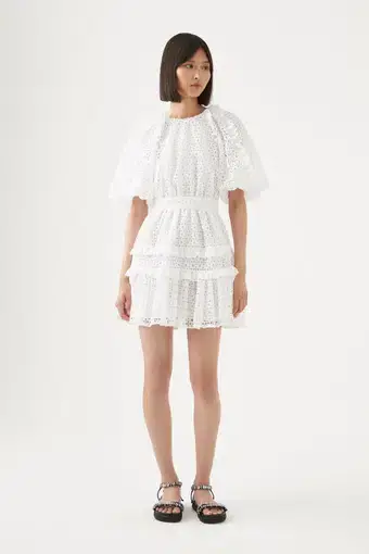 Aje Aveline Broderie Mini Dress White Size AU 6
