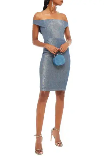 Michelle Mason Metallic Denim Dress Blue Size AU 10