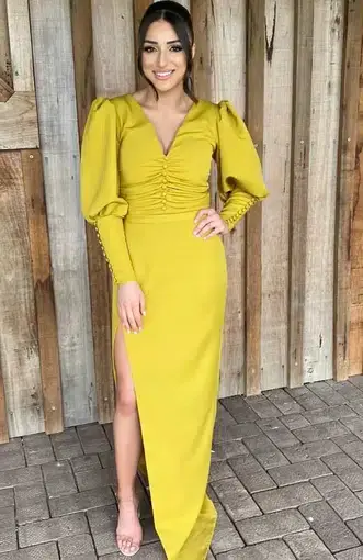 Lia Stublla Estelle Gown Mustard Yellow Size AU 8