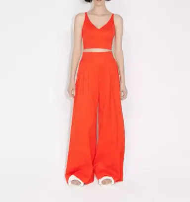 Cue Bustier and Palazzo Pleated Pants Set in Jaffa Orange Size 12